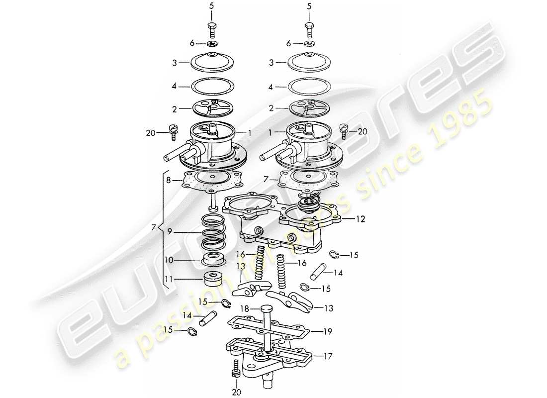 porsche 1969 (911/912) single parts - for - fuel pump - double sided - mechanical - d >> - mj 1968 part diagram
