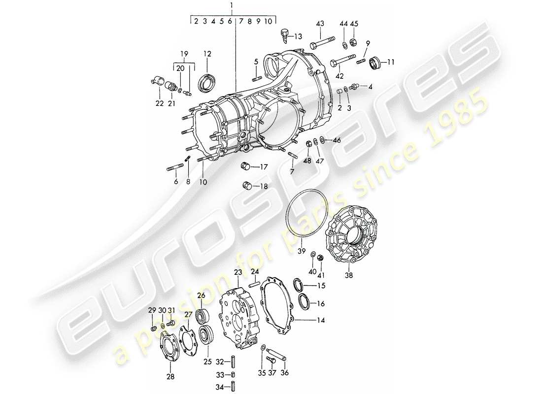porsche 1969 (911/912) replacement transmission - transmission case - die casting - d - mj 1969>> part diagram