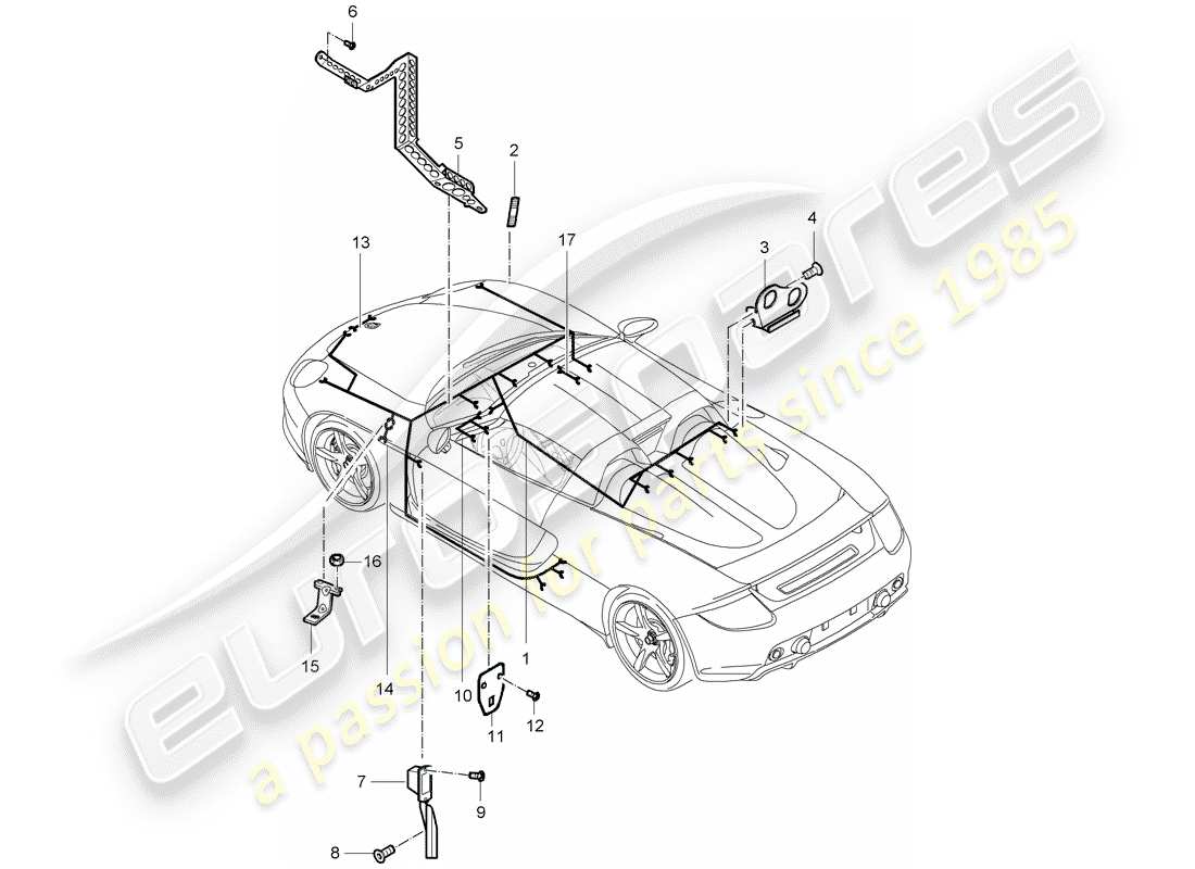 porsche 2004 (carrera gt) wiring harnesses - passenger compartment - pedals - luggage compartment lamp - turn signal repeater - glove box light - repair kit - anti-locking brake syst. -abs- - brake pad wear indicator - front axle part diagram