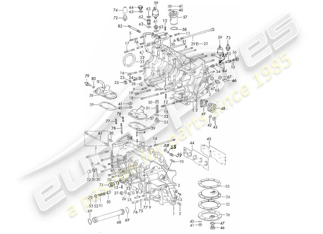 porsche 1970 (911) crankcase - repair set for maintenance - see illustration: part diagram