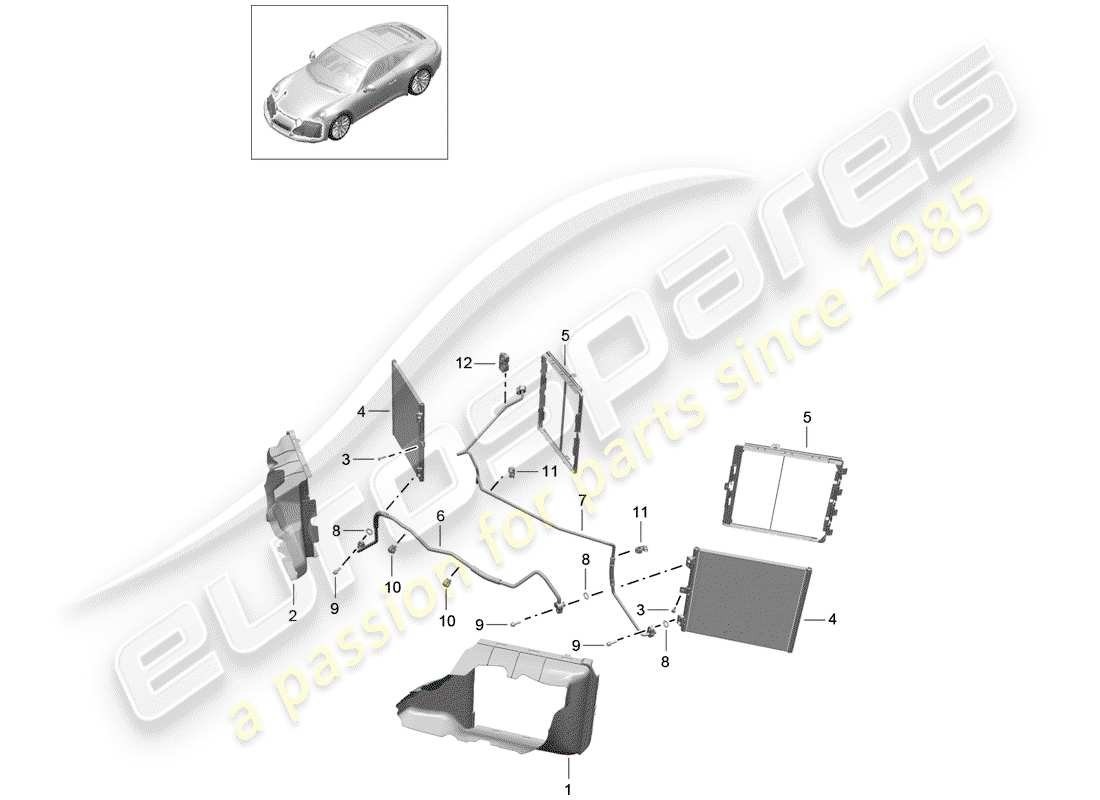 porsche 991 gen. 2 (2017) refrigerant circuit part diagram