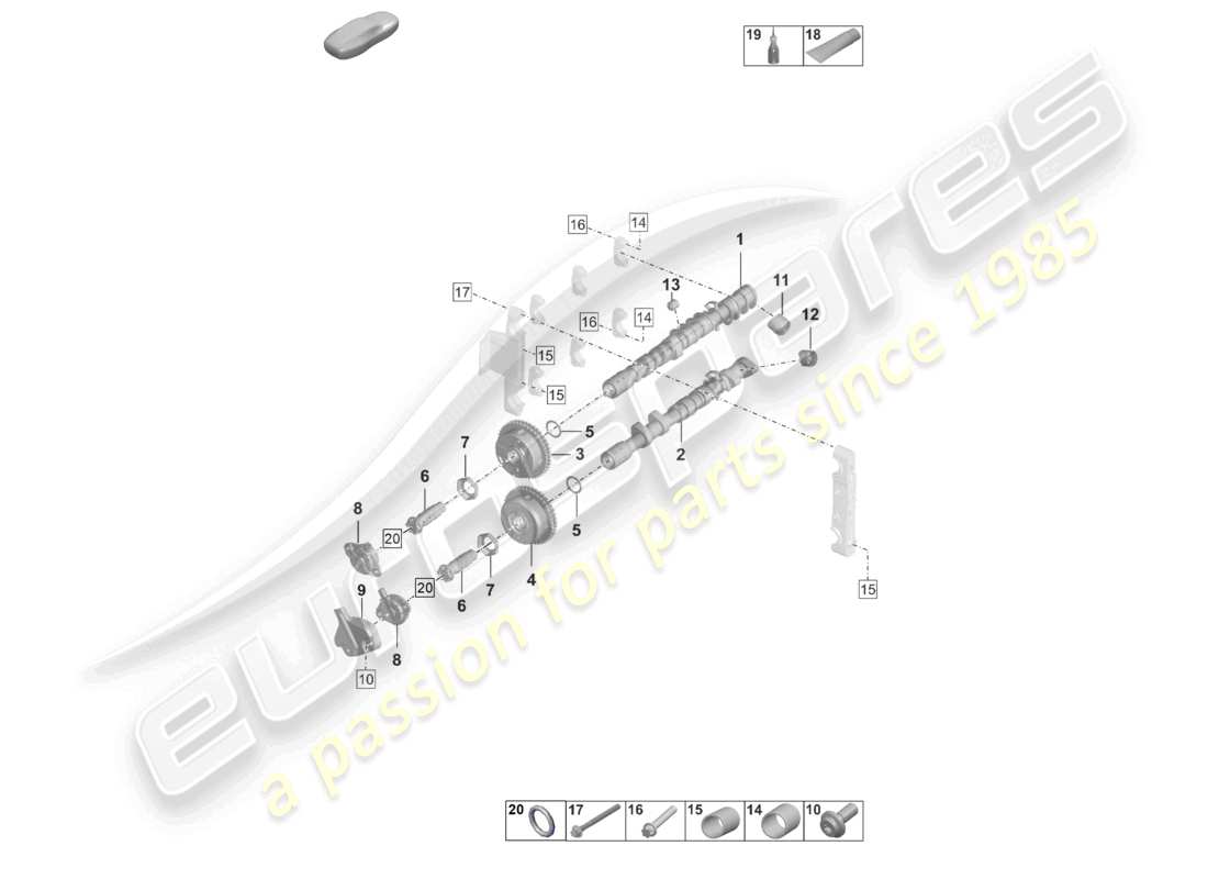 porsche 2019 (992-1) camshaft camshaft adjuster unit parts diagram