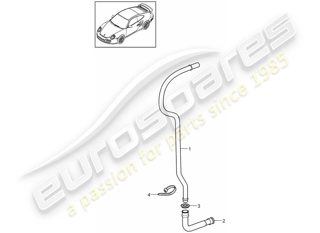 porsche 2012 (997-2 turbo / gt2 rs) water drain pipe part diagram