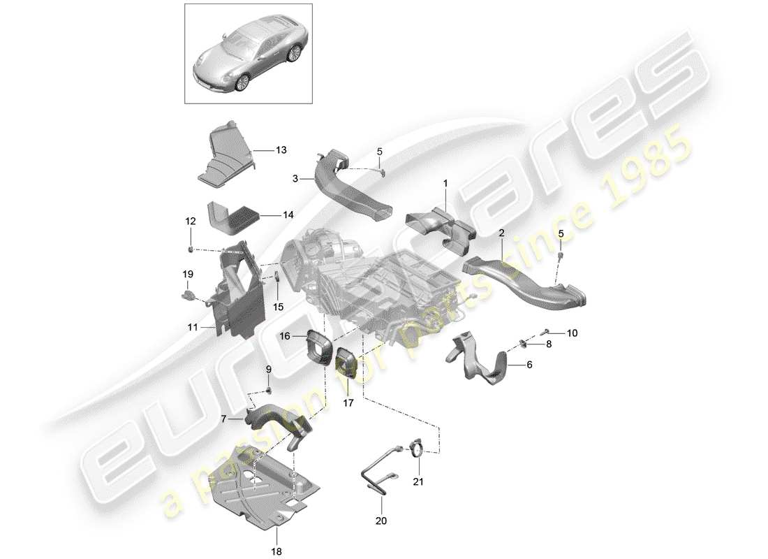 porsche 2019 (991-2) air duct part diagram
