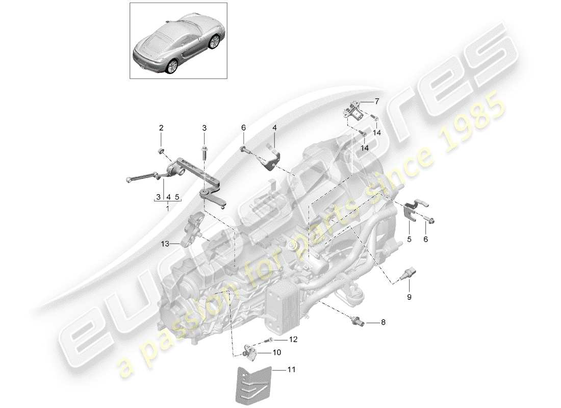 porsche 2014 (981 cayman) manual gearbox parts diagram