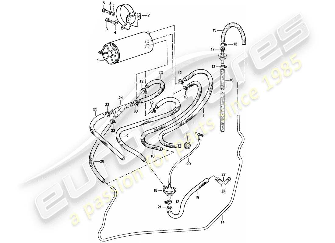 porsche 1981 (928) tank ventilation part diagram