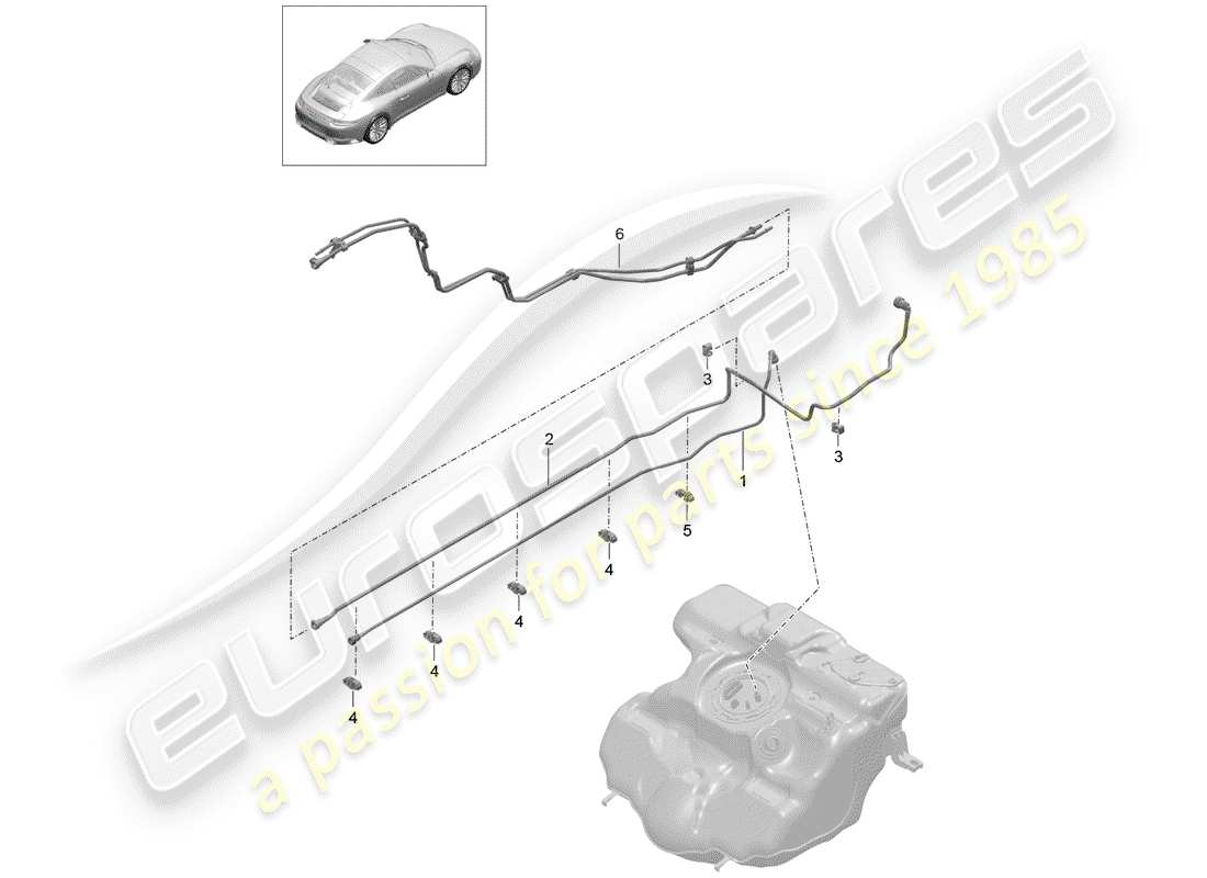 porsche 2020 (991-2) fuel line part diagram