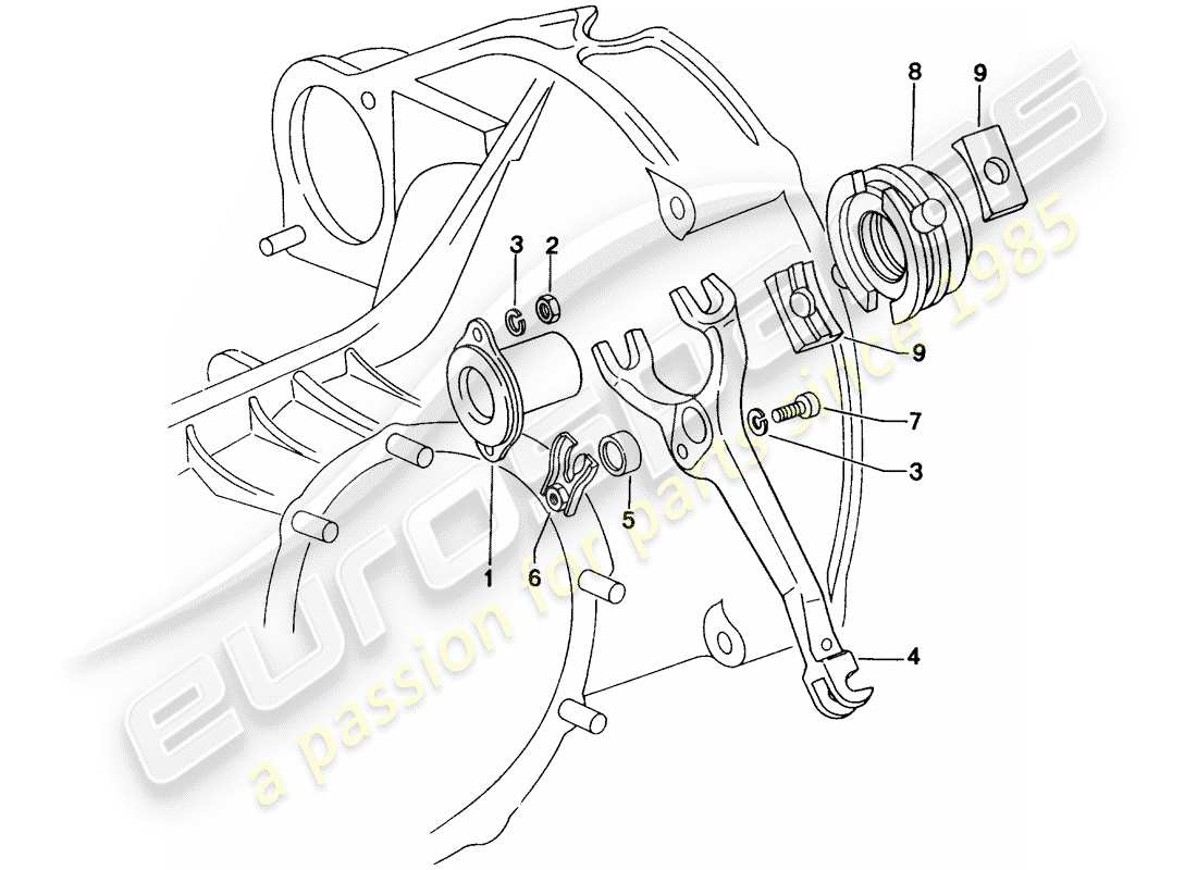 porsche 1976 (914) clutch release part diagram