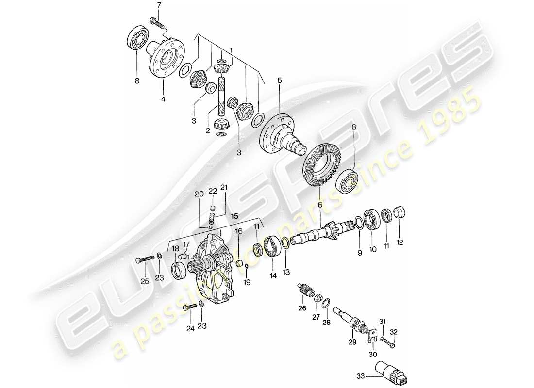 porsche 1986 (944) differential - automatic transmission parts diagram