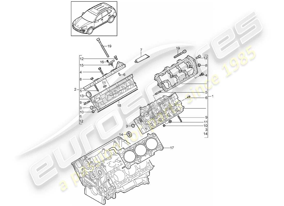 porsche 2013 (cayenne e2 92a) cylinder head parts diagram