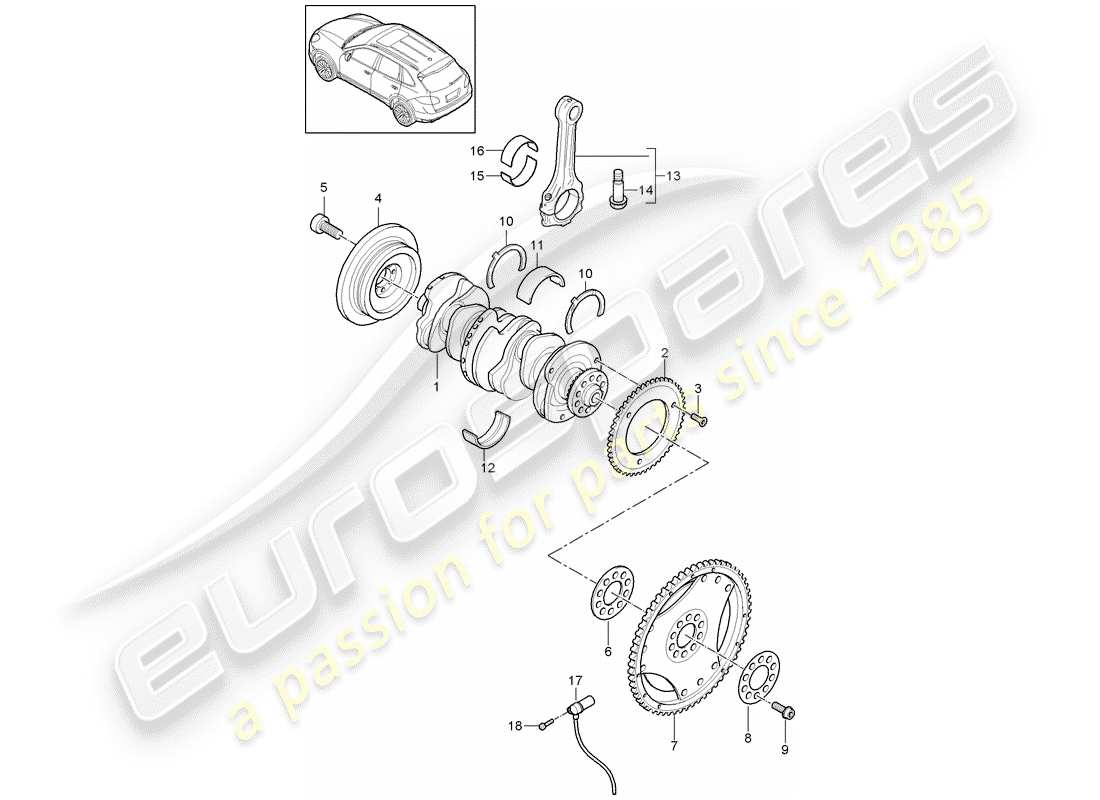 porsche 2014 (cayenne e2 92a) crankshaft part diagram