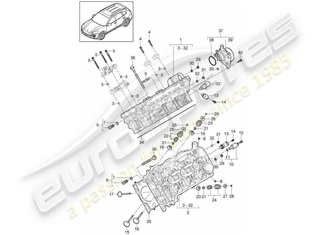 porsche 2012 (cayenne e2 92a) cylinder head part diagram