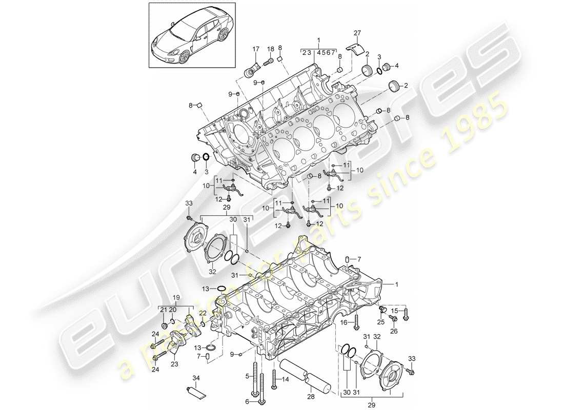 porsche 2013 (panamera 970) crankcase parts diagram