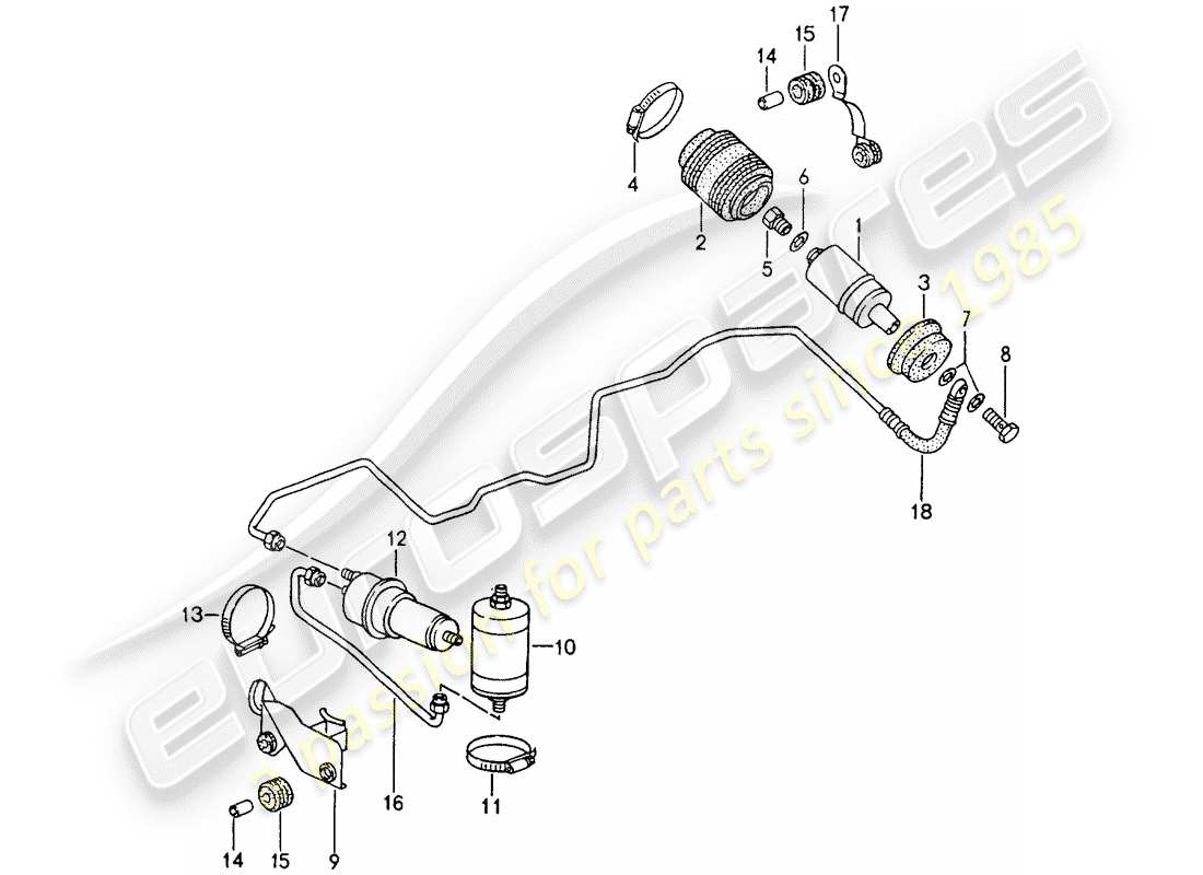 porsche 1992 (964) fuel system part diagram