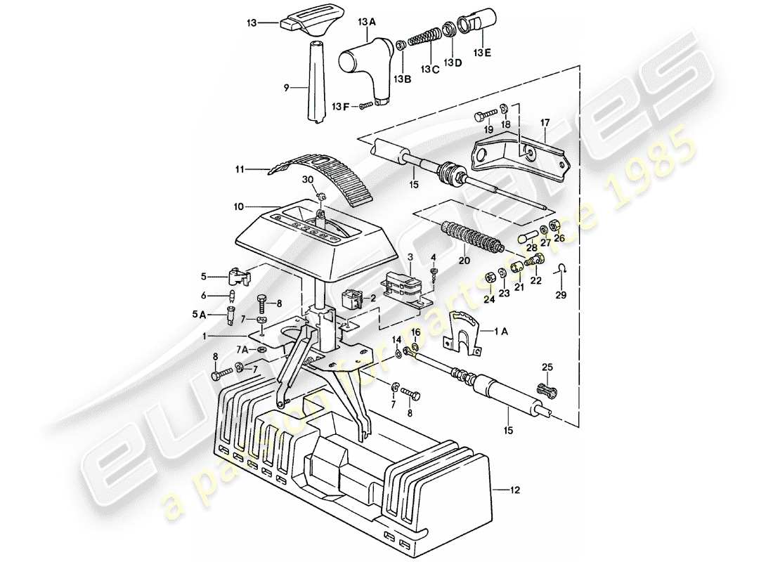 porsche 924 (1981) shift mechanism - automatic transmission parts diagram