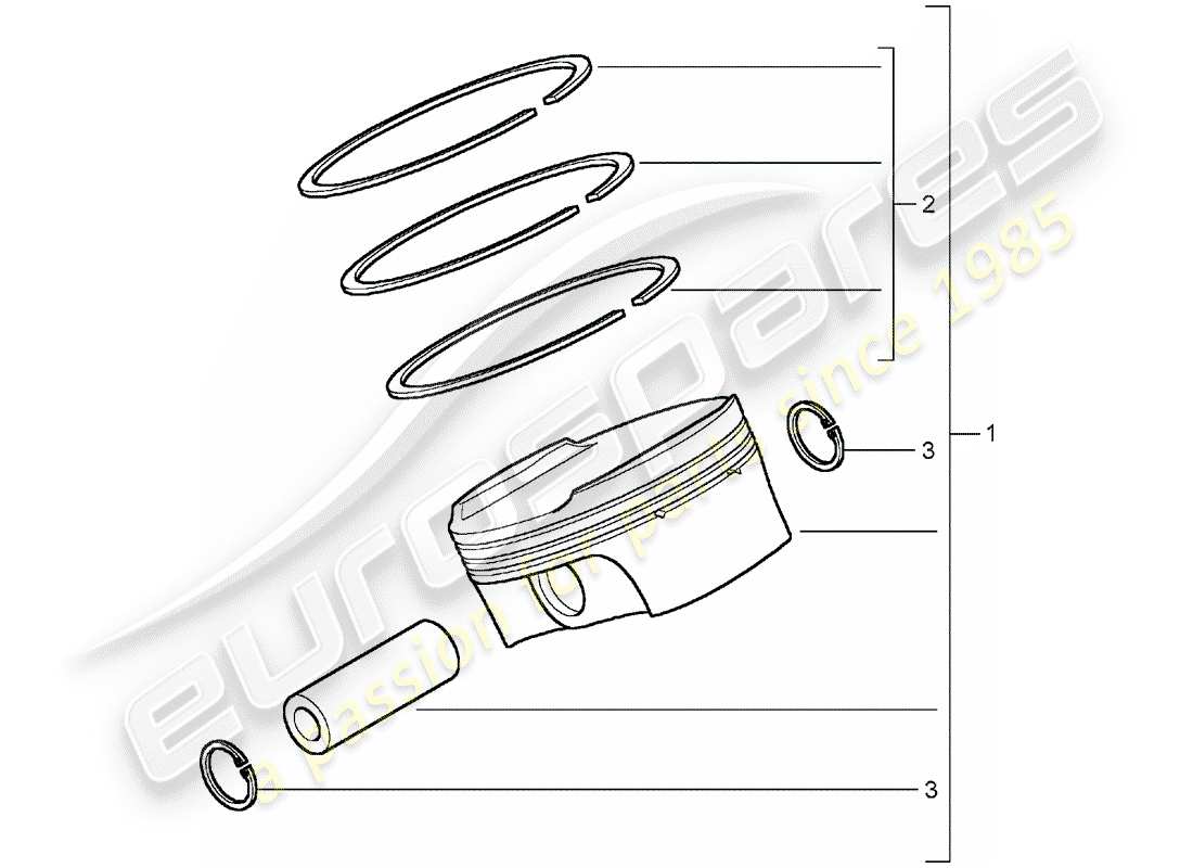 porsche 2004 (carrera gt) piston - piston rings parts diagram