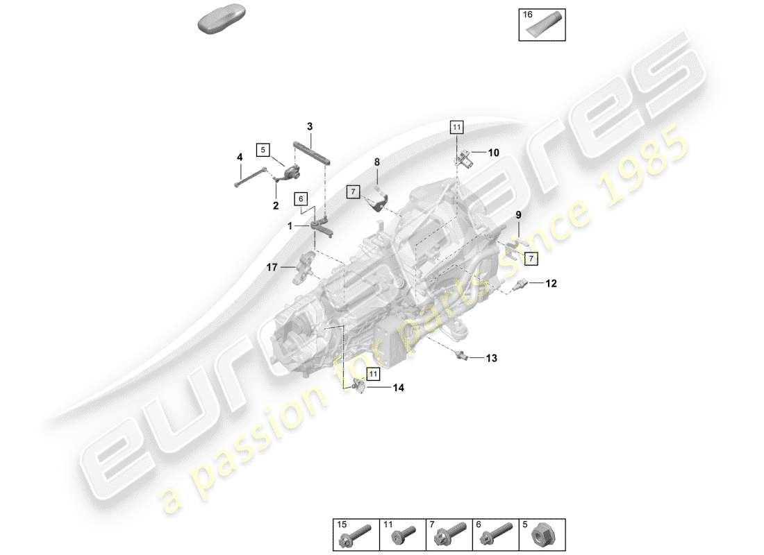 porsche boxster spyder (2019) manual gearbox parts diagram