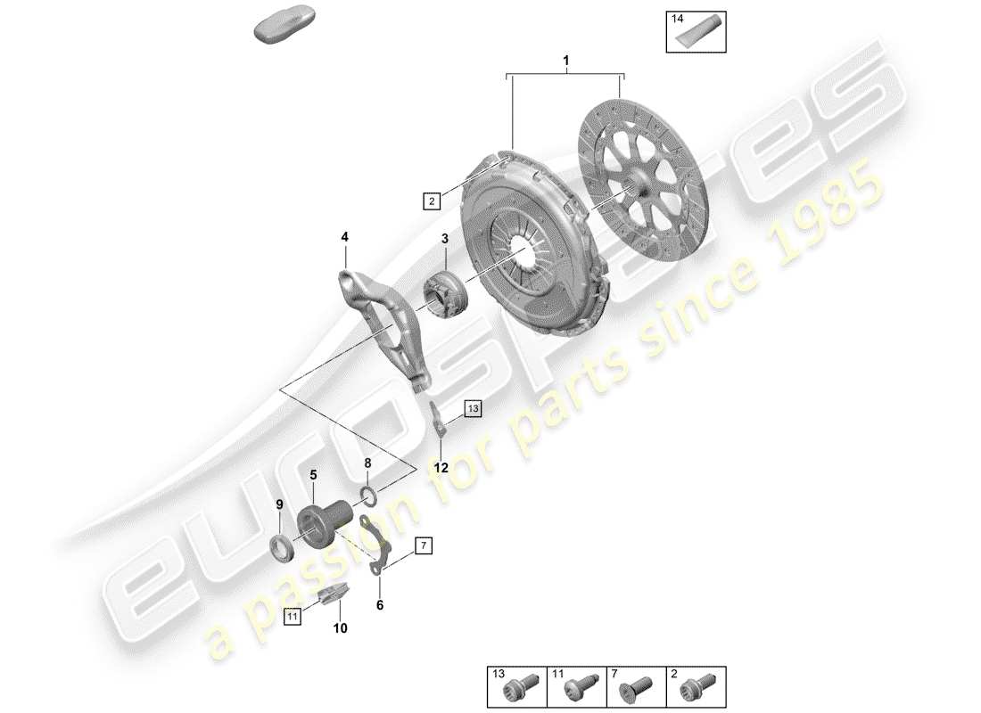 porsche 2020 (718 boxster spyder) clutch part diagram