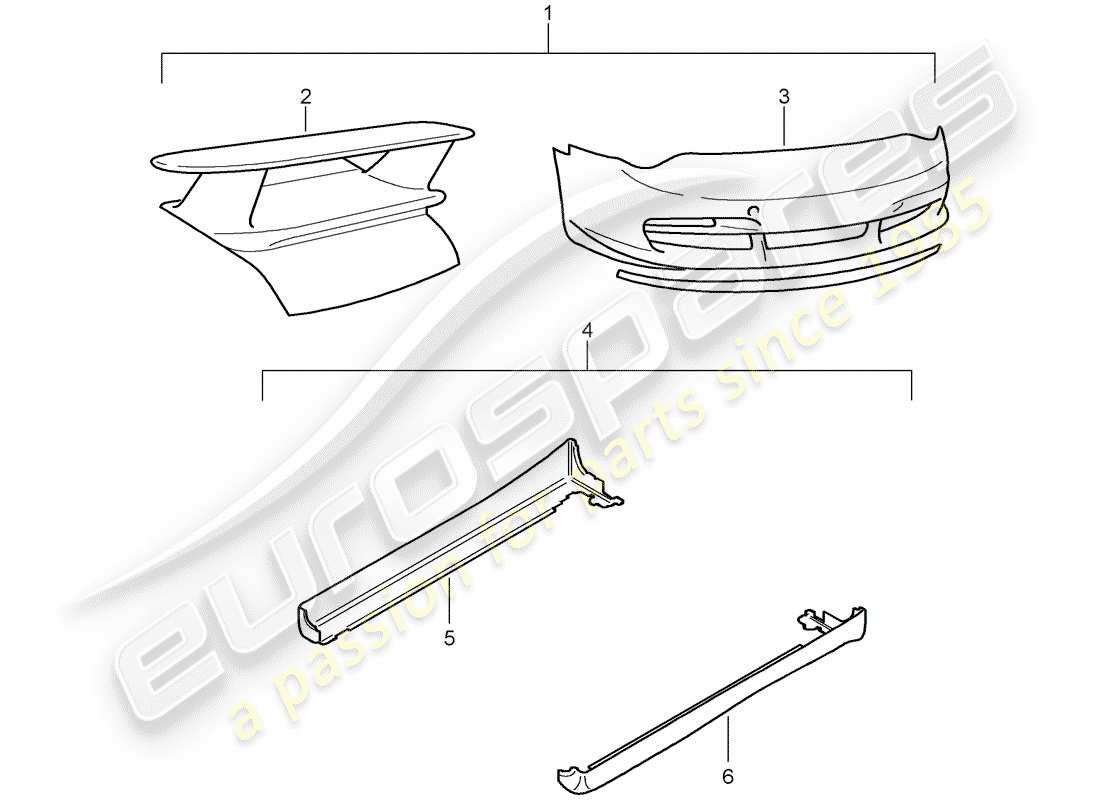 porsche 2004 (tequipment) aerokit part diagram