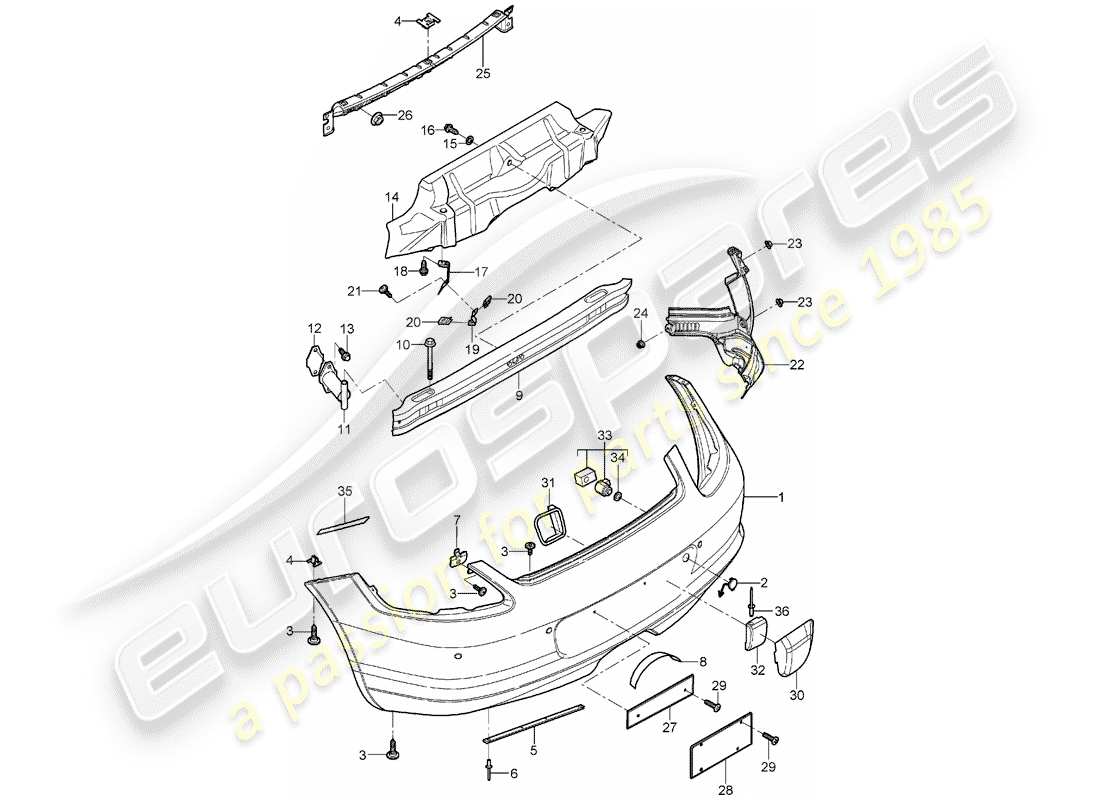 porsche 2007 (987 boxster) bumper part diagram