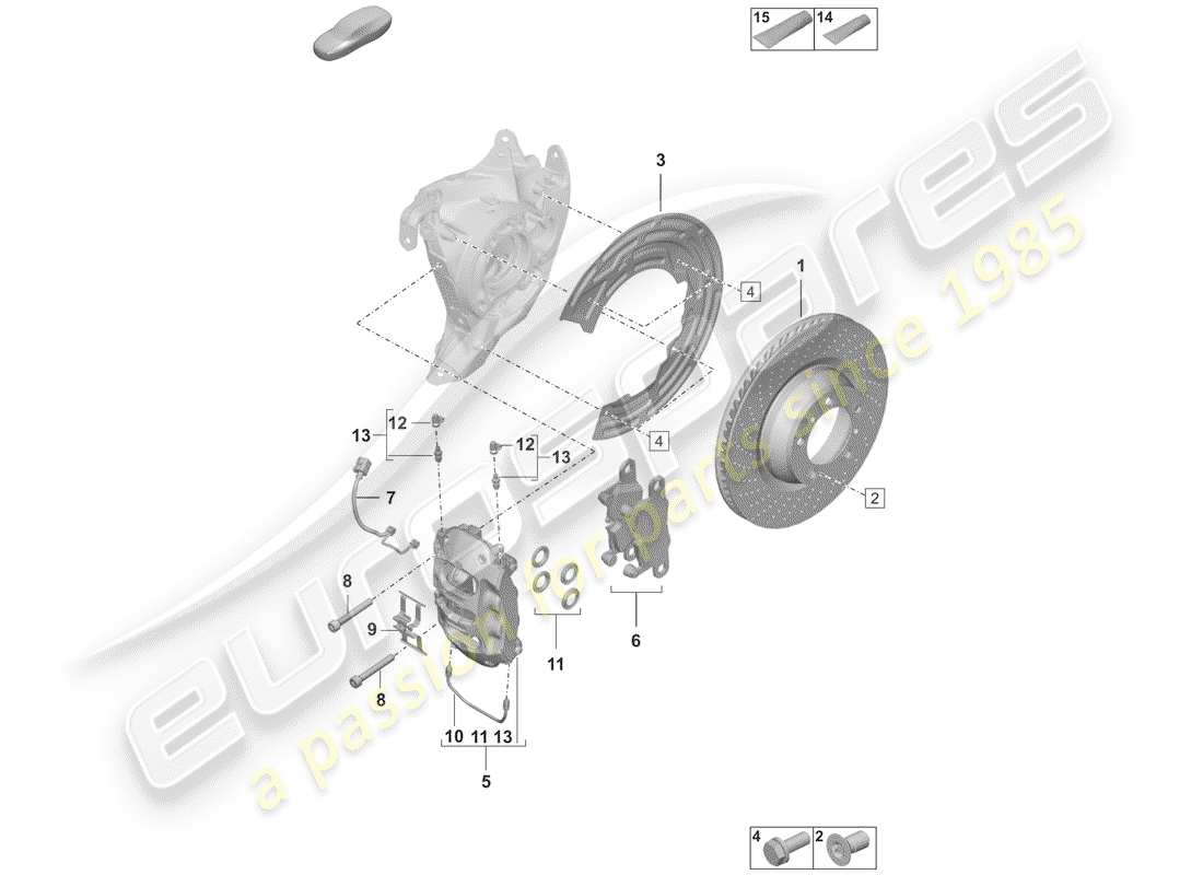 porsche 2019 (992-1) disc brakes parts diagram