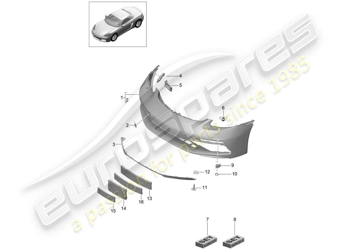 porsche 718 boxster (2020) bumper parts diagram