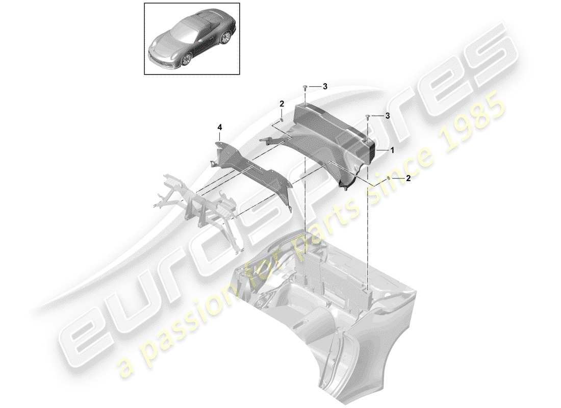 porsche 2020 (991-2 r/gt3/rs) tray part diagram