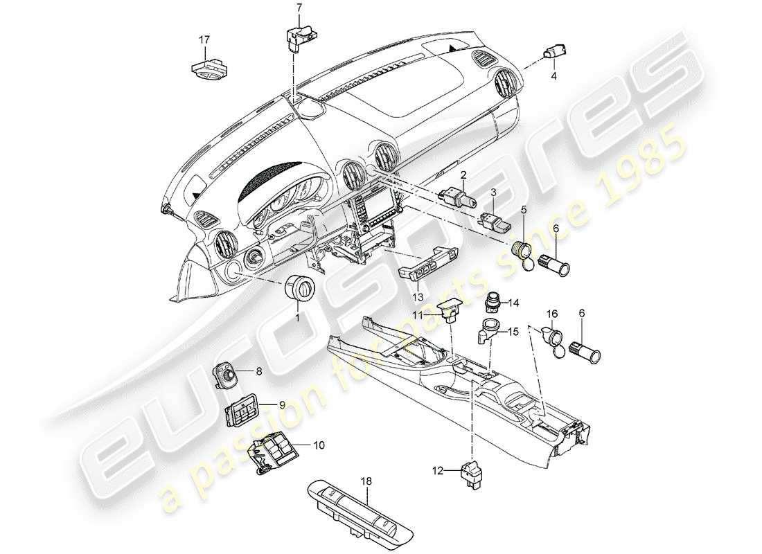 porsche 2006 (987 boxster) switch part diagram