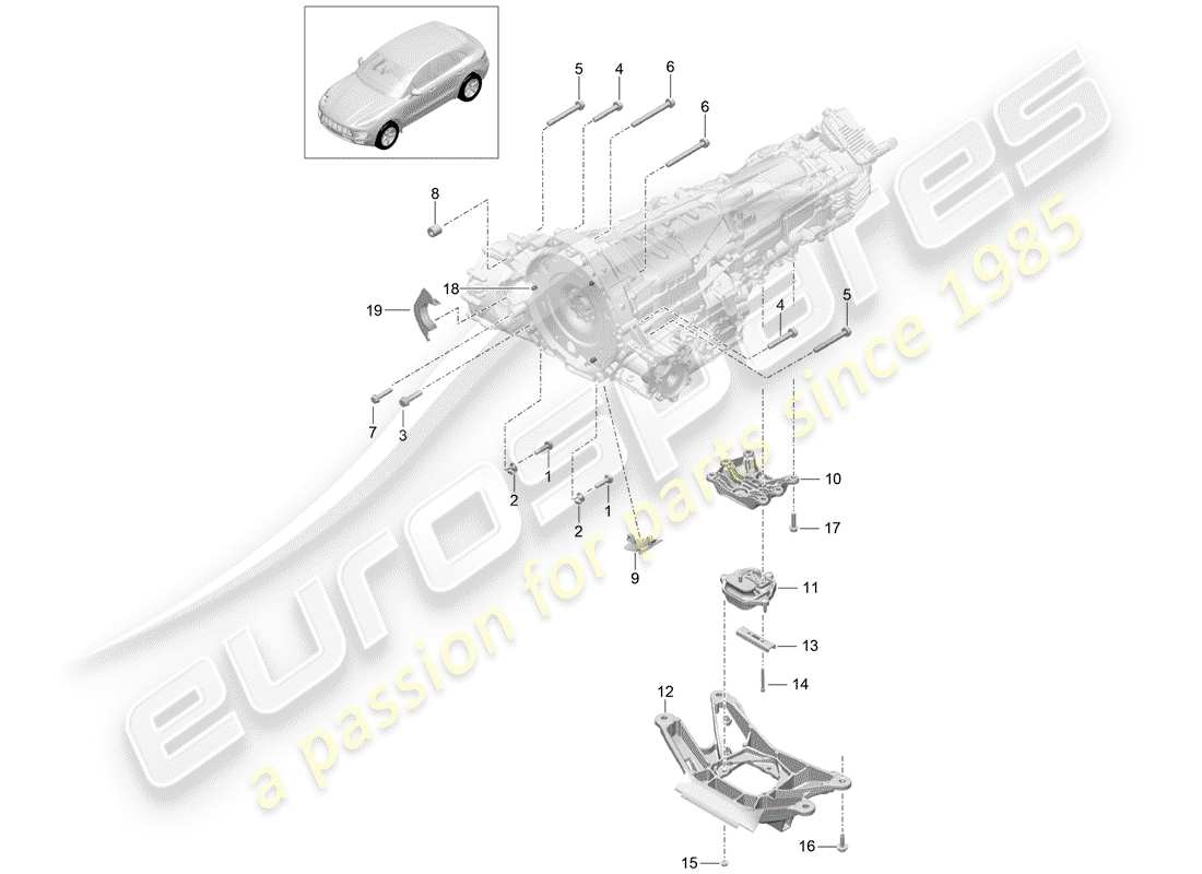 porsche 2017 (macan) mounting parts for engine and parts diagram