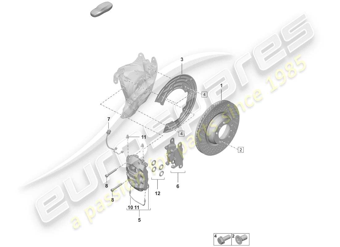 porsche 2020 (992-1) disc brakes part diagram