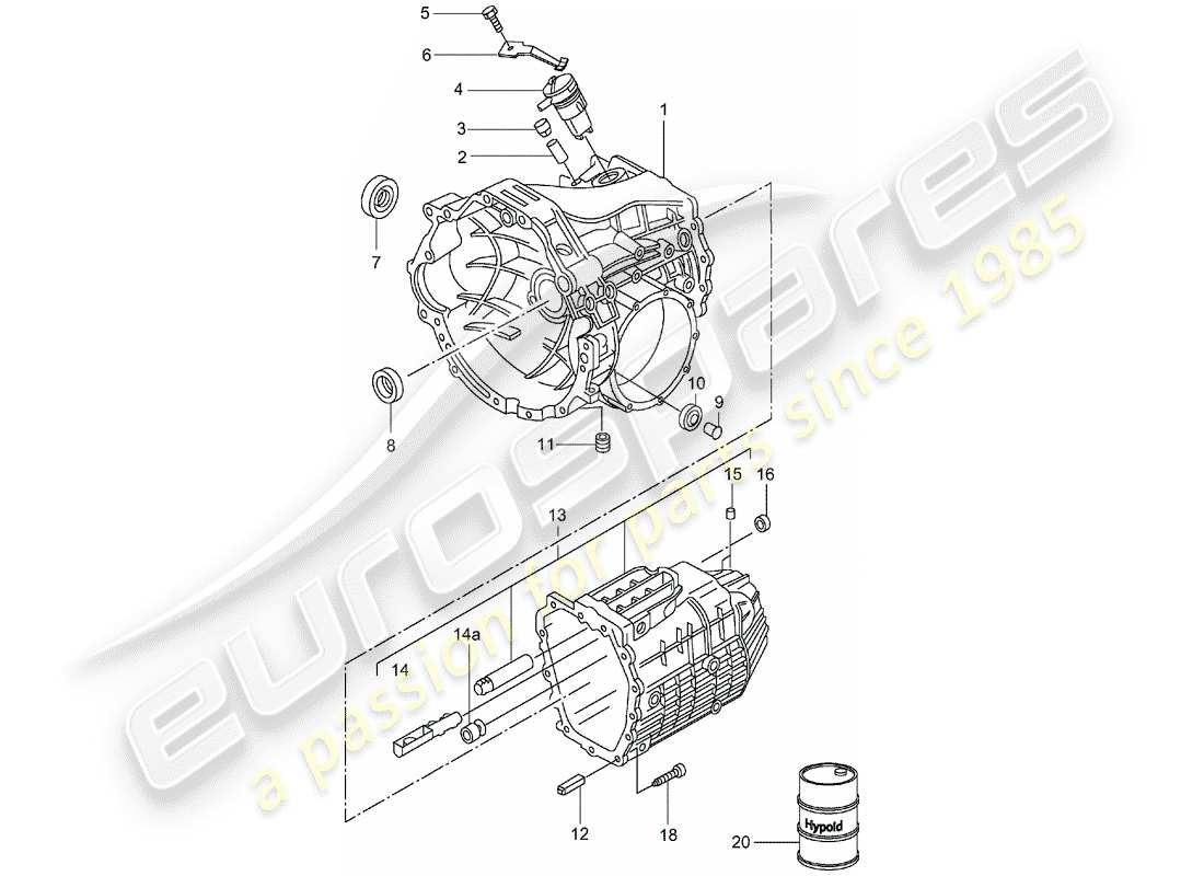 porsche 1997 (986 boxster) gearbox - 5 speed manual transmission - - - transmission case part diagram