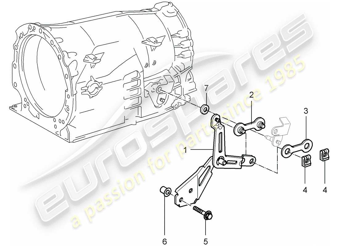 porsche 2001 (996 turbo / gt2) tiptronic - selector lever part diagram