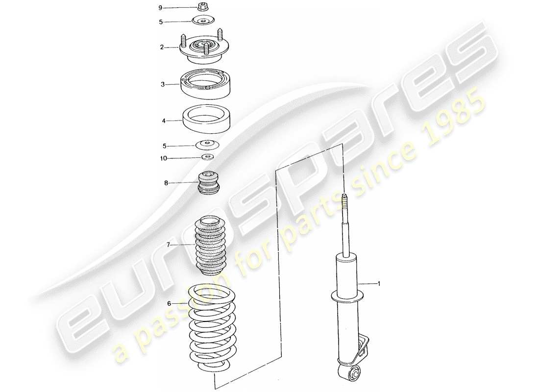 porsche 996 t/gt2 (2004) shock absorber - coil spring part diagram
