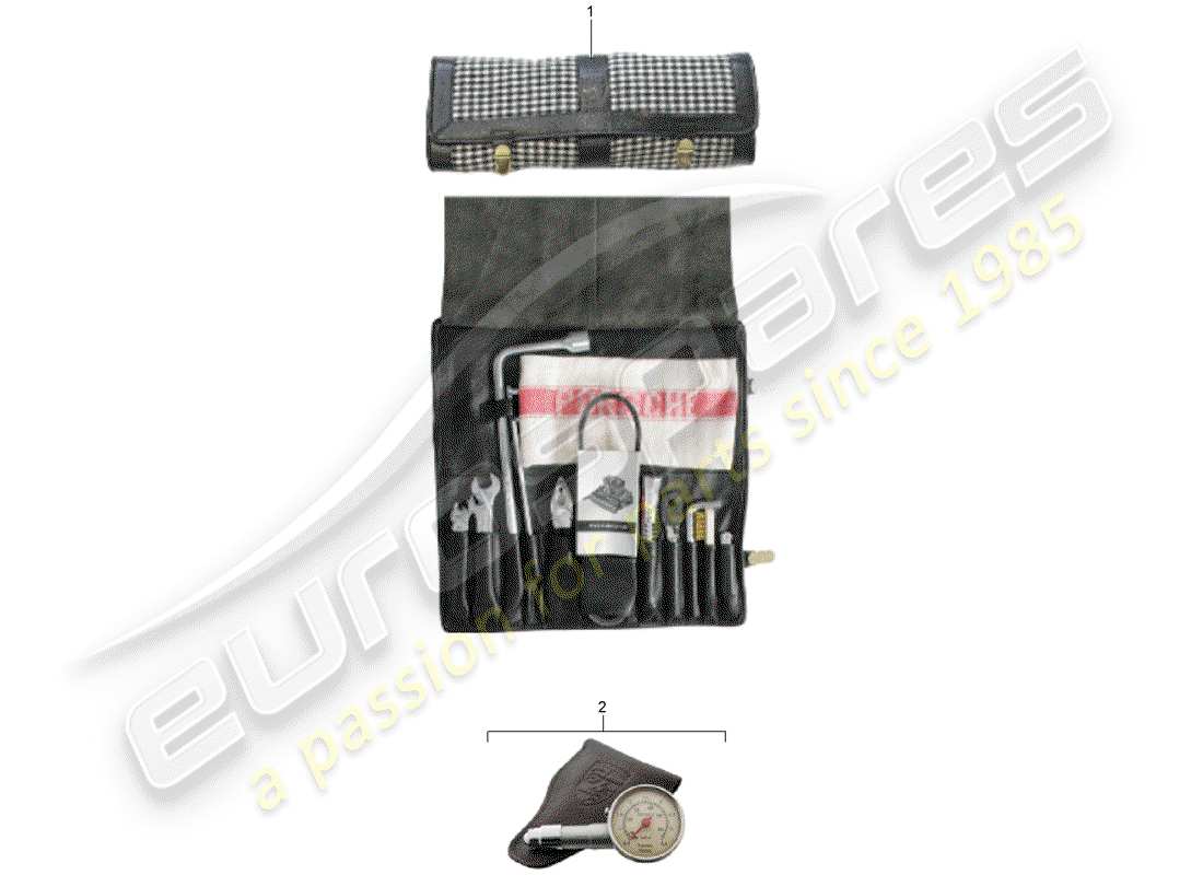 porsche classic accessories (2015) tool kit bag part diagram