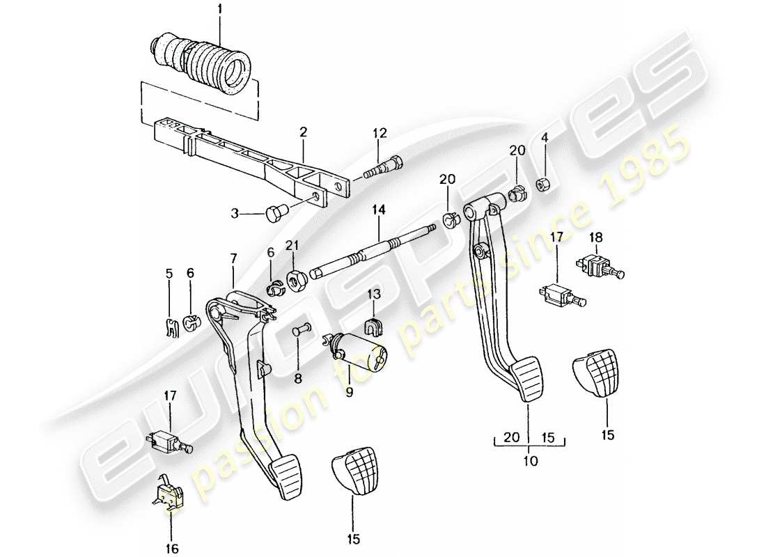 porsche 2004 (996 turbo / gt2) pedals part diagram