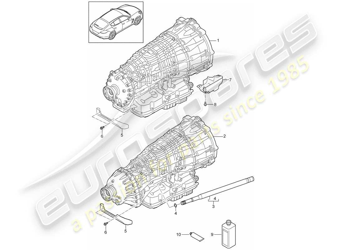 porsche panamera 970 (2016) 7-speed dual clutch gearbox part diagram