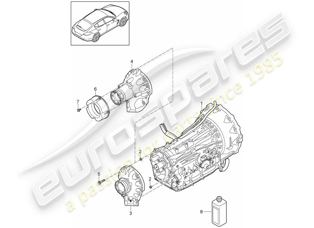 porsche panamera 970 (2011) 8-speed automatic gearbox part diagram