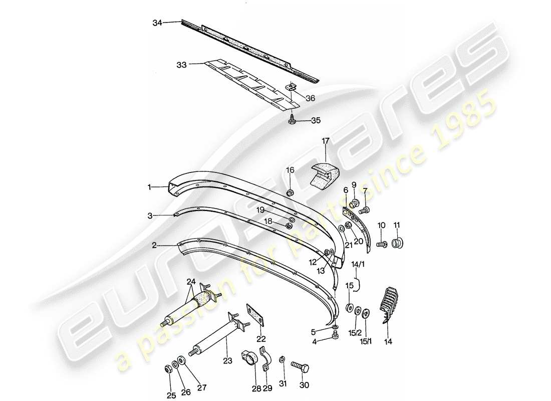 porsche 1975 (911) bumper part diagram
