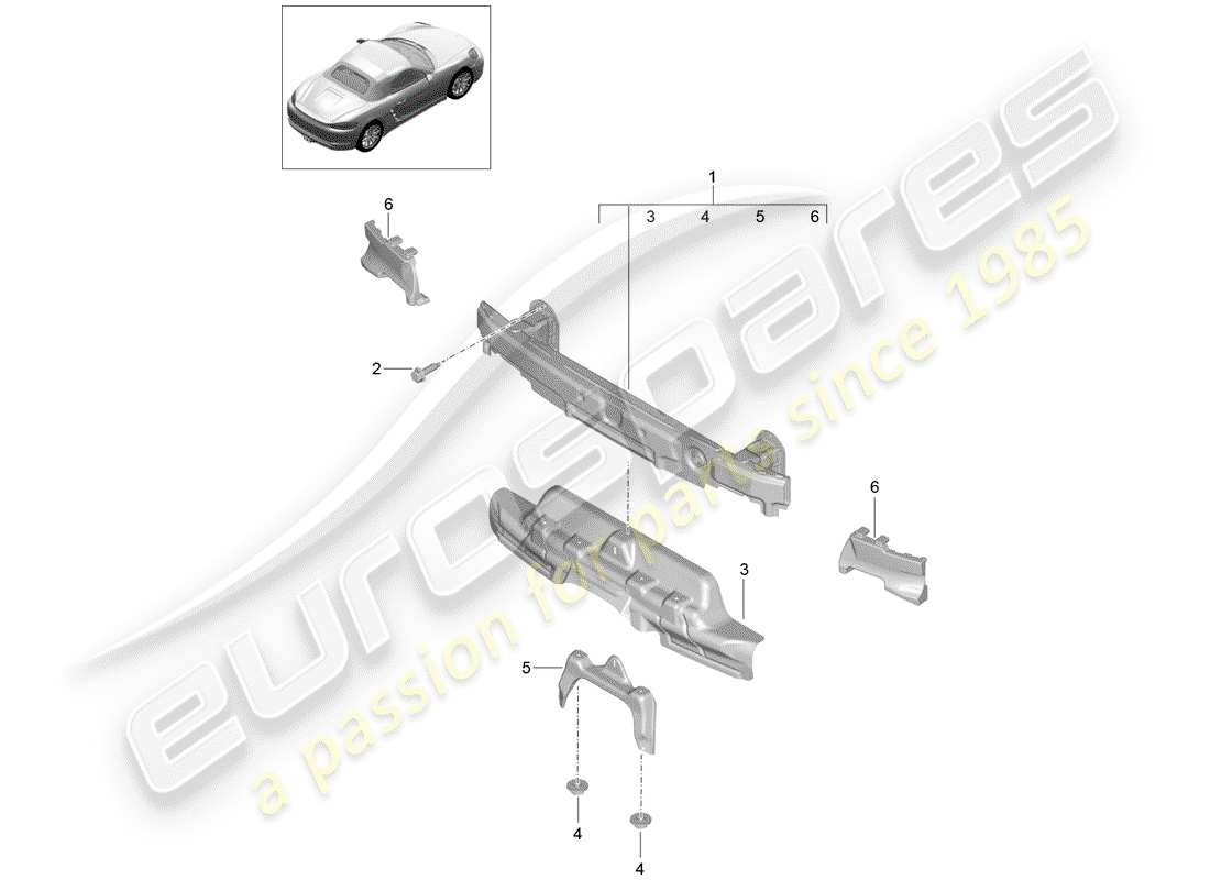 porsche 2018 (718 boxster) bumper bracket part diagram