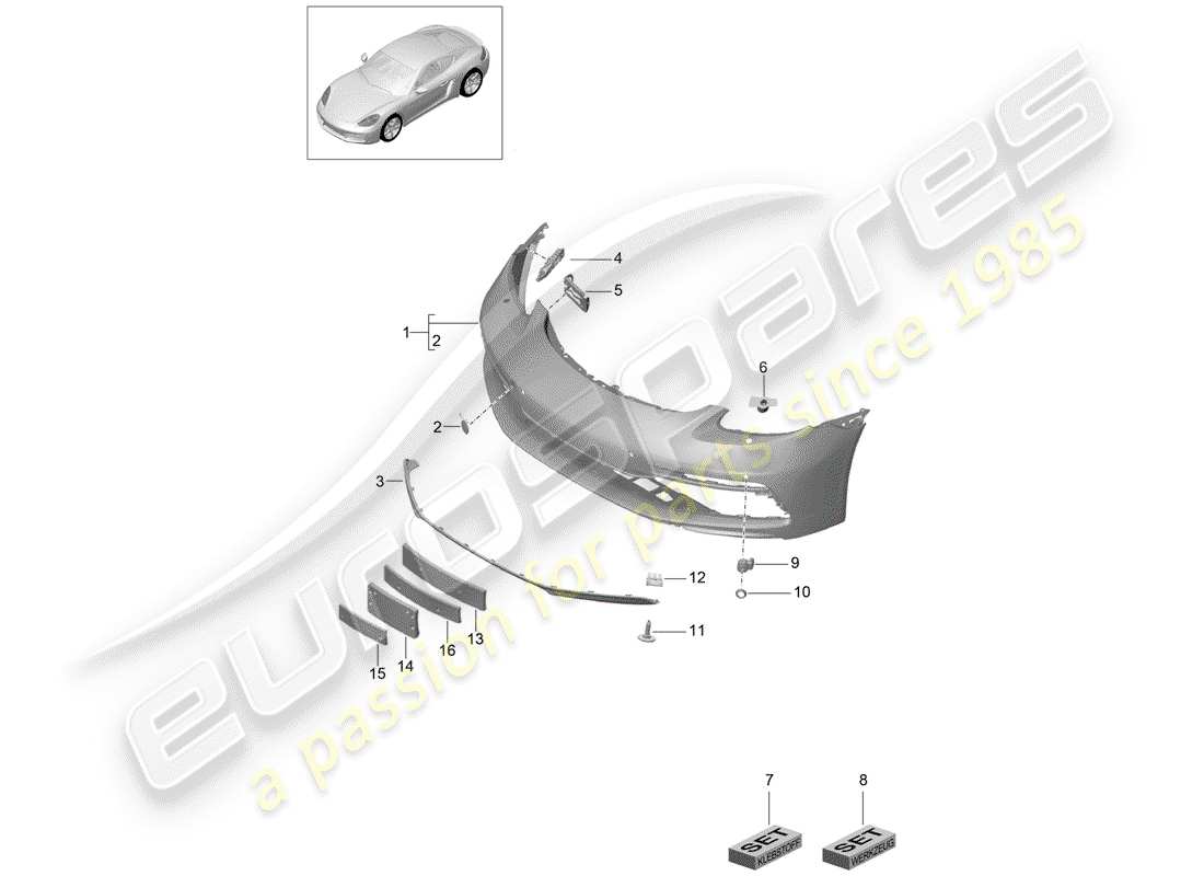 porsche 718 cayman (2018) bumper parts diagram