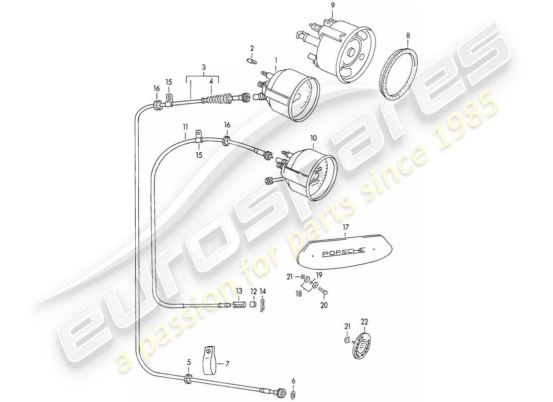 porsche 1956 (356/356a) instruments parts diagram