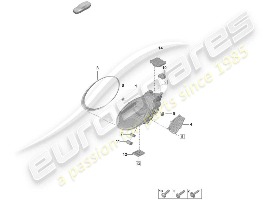 porsche 2019 (992-1) led headlight with parts diagram