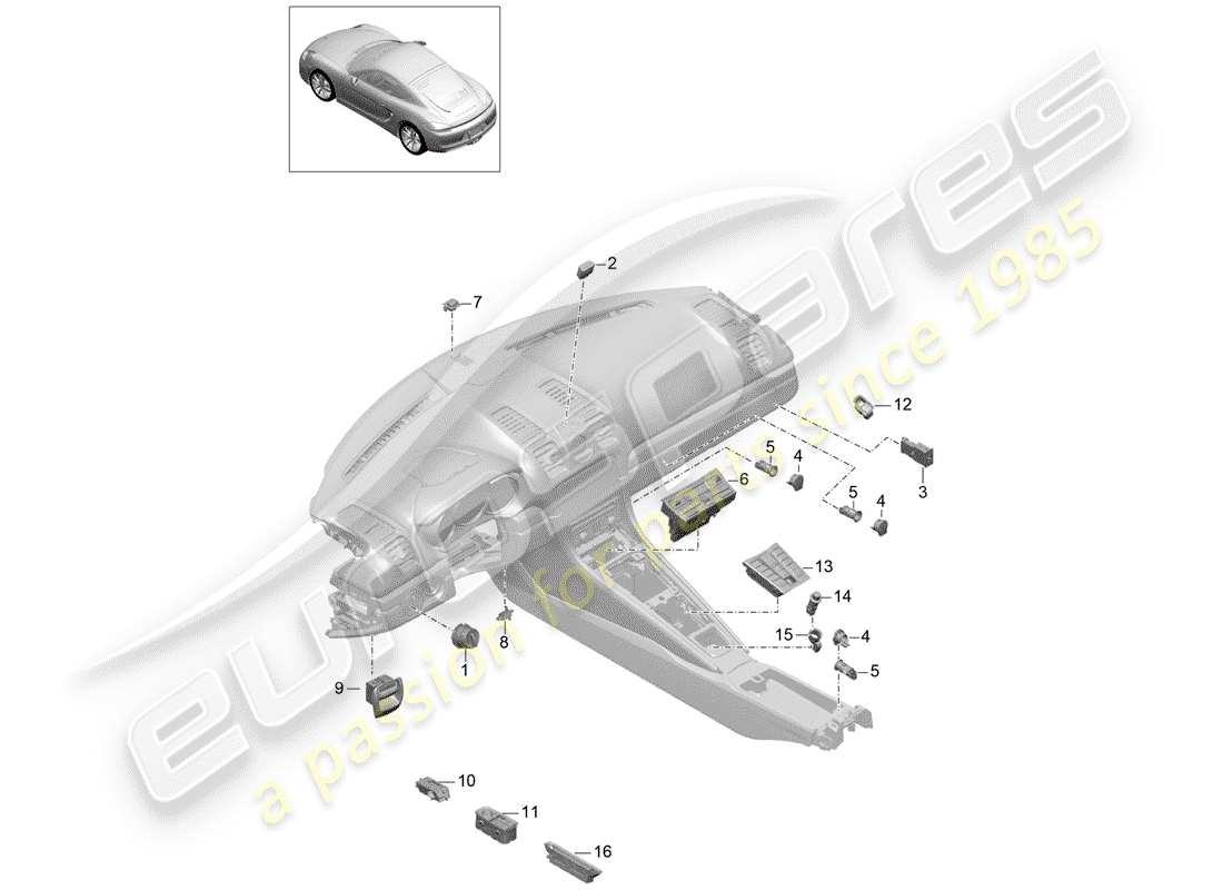porsche 2015 (981 cayman) switch part diagram