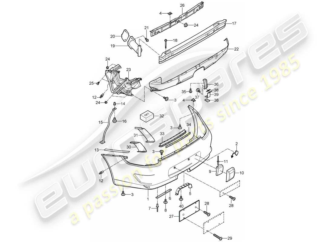 porsche 2008 (997-1 gt3) bumper part diagram