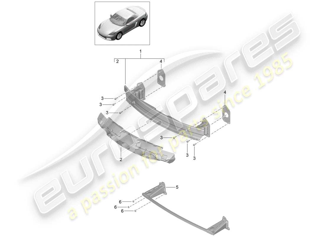 porsche 2018 (718 boxster) bumper bracket part diagram