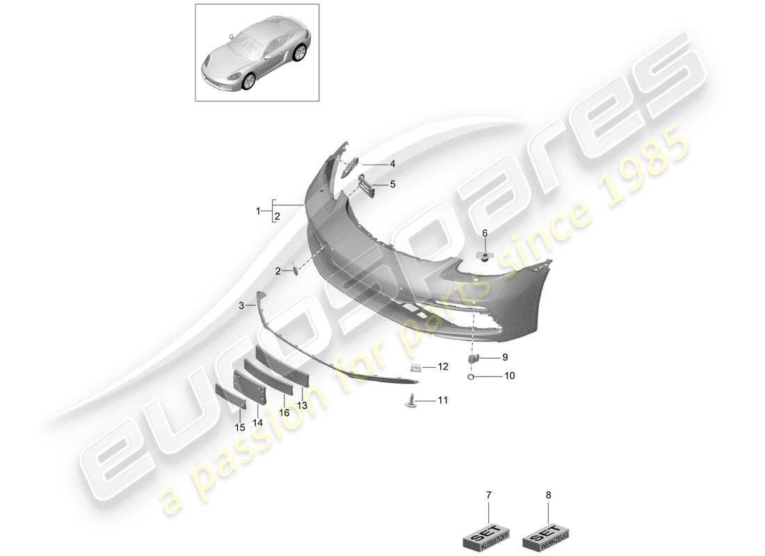 porsche 2017 (718 cayman) bumper part diagram