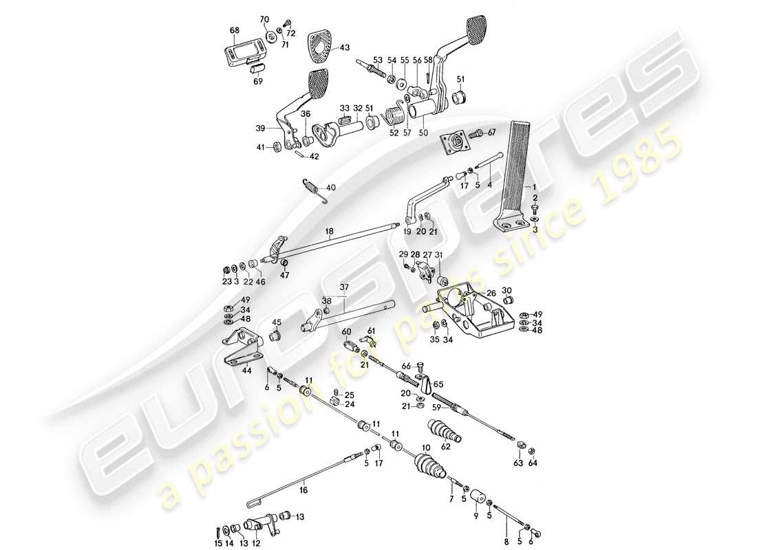 porsche 1974 (911) pedals part diagram
