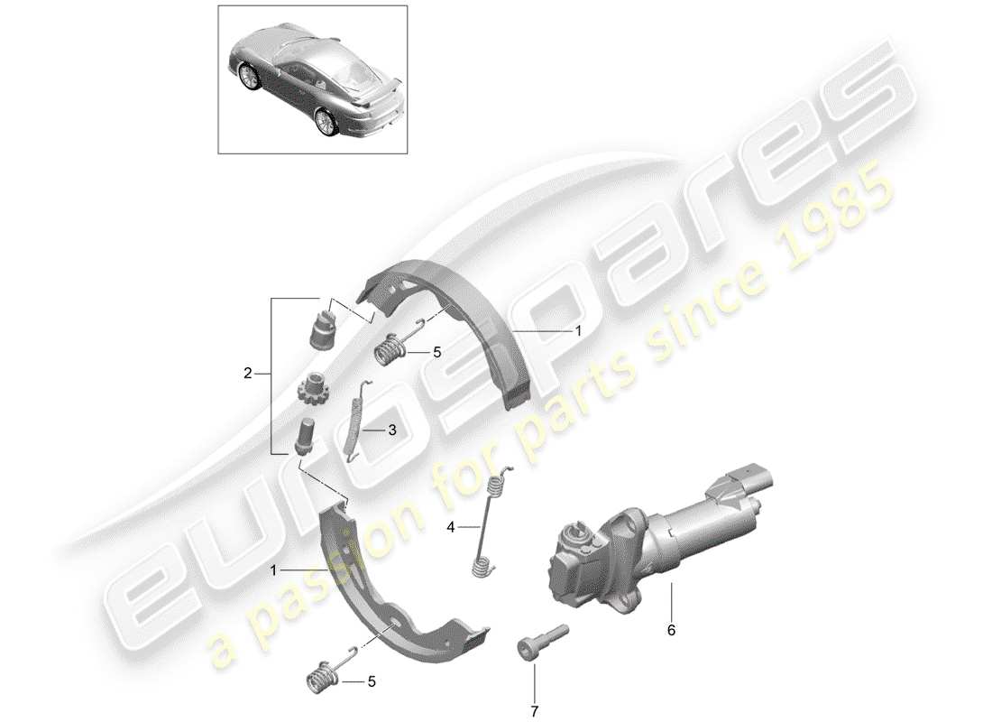 porsche 2019 (991-2 r/gt3/rs) parking brake part diagram