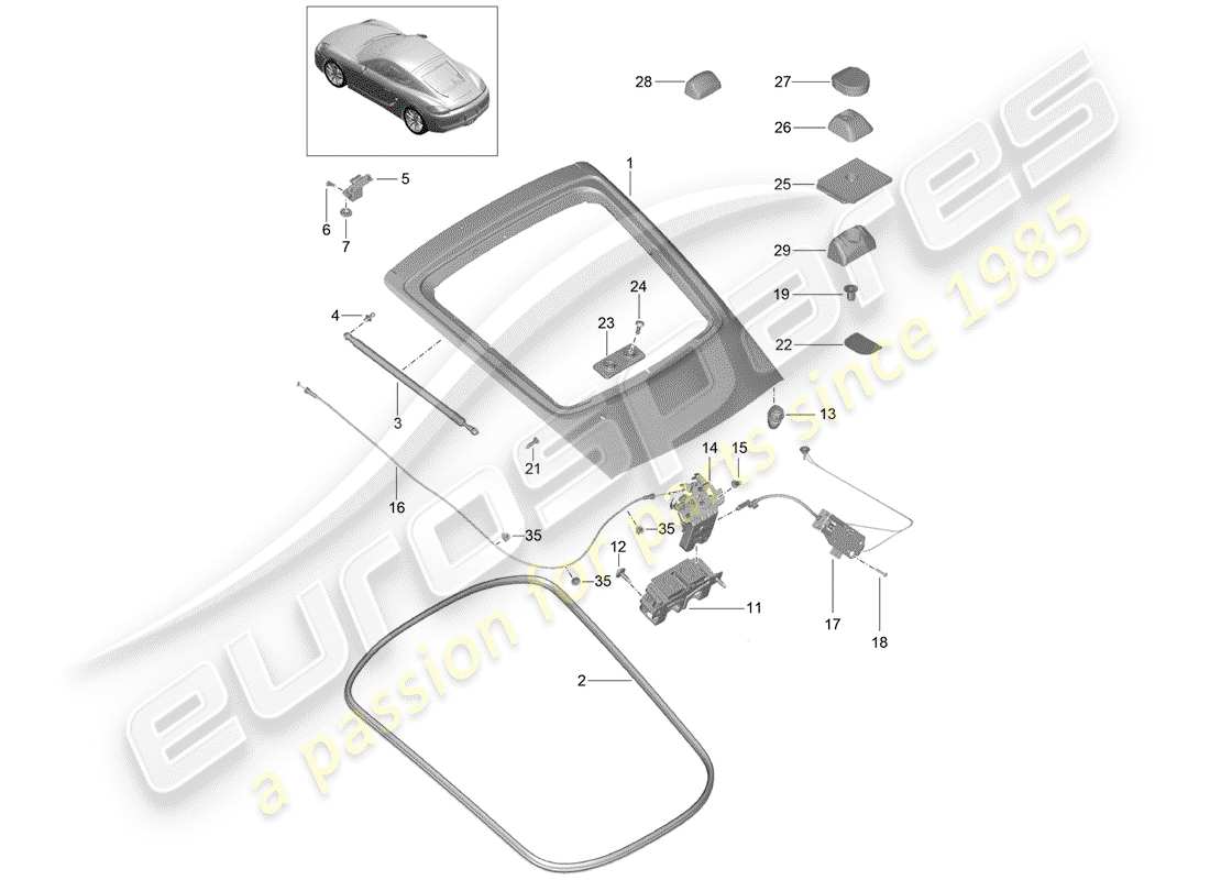 porsche 2015 (981 cayman) cover parts diagram
