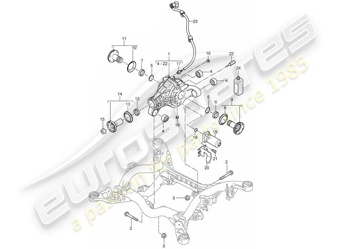 porsche 2003 (cayenne e1 9pa) rear axle differential part diagram